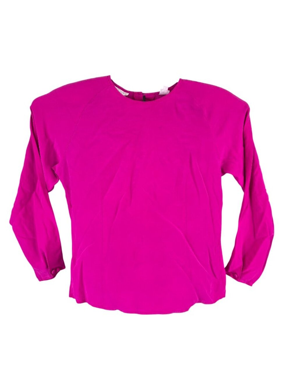 Womens Vintage Ann Taylor Hot Pink 100% Silk Long Sleeve Blouse Top Size 4